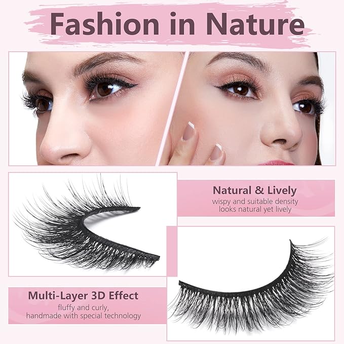 SONAFEEL Natural Fasle Lashes Wispy Lashes Natural Look 12Pairs 15mm Manga Eyelashes Reusable Spiky Lashes Pack 3d Mink Lashes