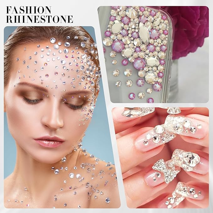 Novani 576pcs Clear Rhinestones Flat Back Round Rhinestone Style 2088 Sparkly Crystal Gemstones for Nail Art and Crafting,SS10(2.7-2.9mm