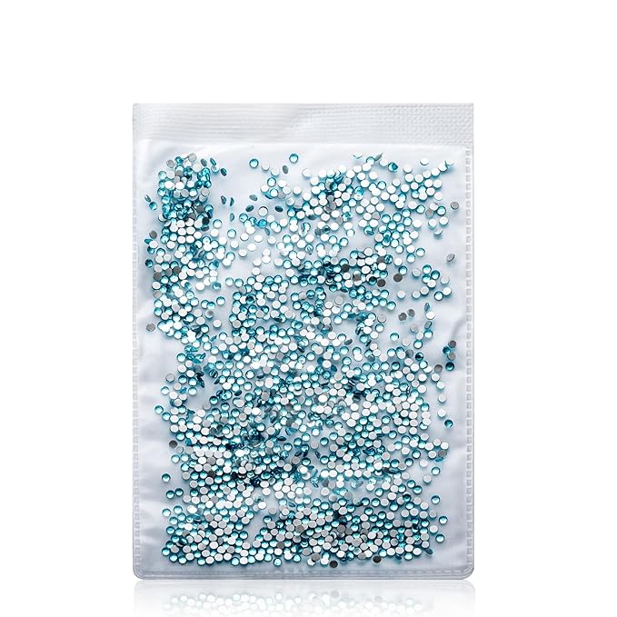 1440Pcs Aquamarine Crystal Rhinestones,Glass Flatback Rhinestones Small Gemstones for Nail Face Makeup Art Crafts Clothes Decoration -(SS8, 2.4mm,Aquamarine)