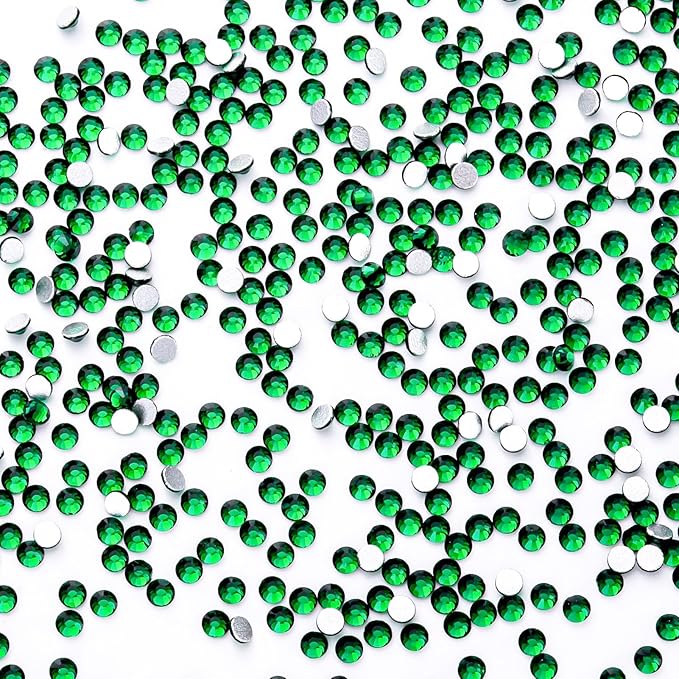 1440Pcs Dark Green Crystal Rhinestones,Glass Flatback Rhinestones Gemstones Small for Nail Face Makeup Art Crafts Clothes Decoration -(SS8,2.4mm,Dark Green)