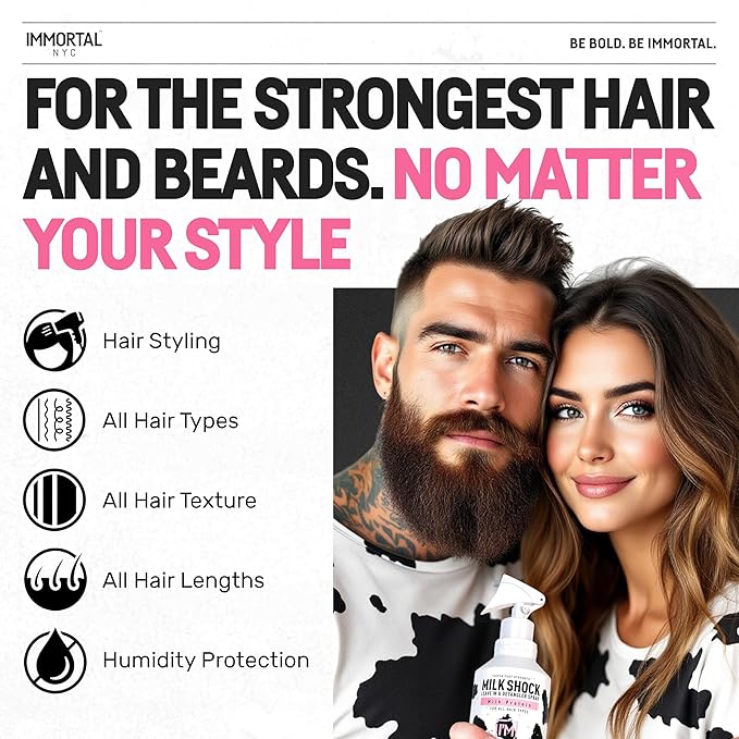 Immortal NYC Milk Shock, Leave-in Conditioner and Detangler Spray, Milk Protein, For All Hair Types