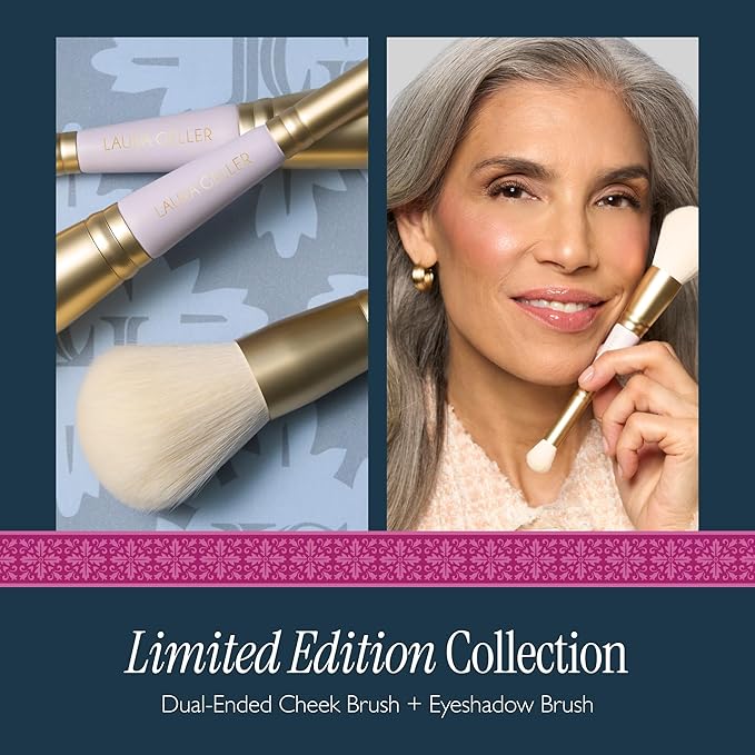 LAURA GELLER NEW YORK Cosmetic Professional Makeup Brushes - Cruelty-Free - 21 Dual-Ended Cheek + Eyeshadow Brush