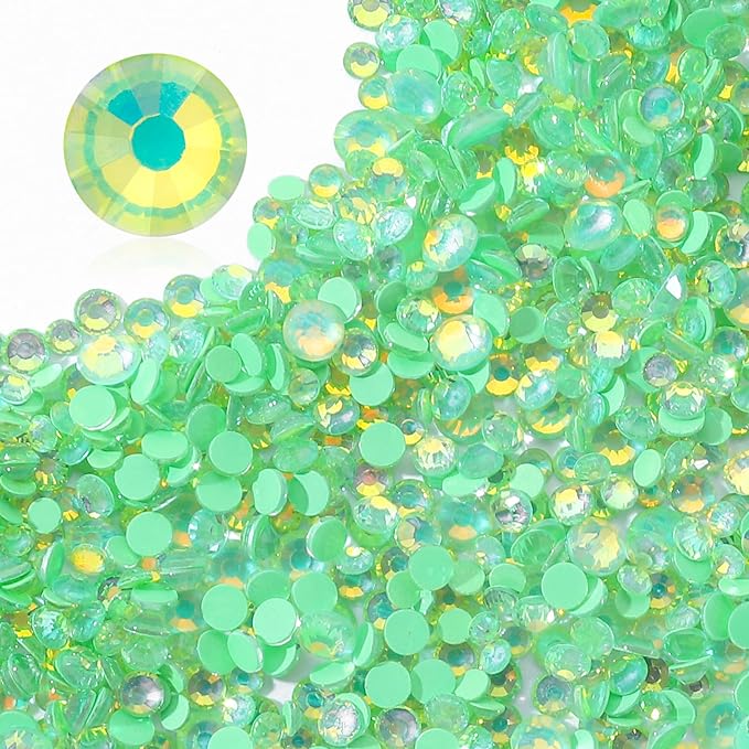 Meibite F Green Flatback Rhinestones, Glass Rhinestones for Nail Art and Craft, Glue Fix, Loose Crystal Gemstones(F Green, SS16, 1440pcs, 3.8-4.0mm)