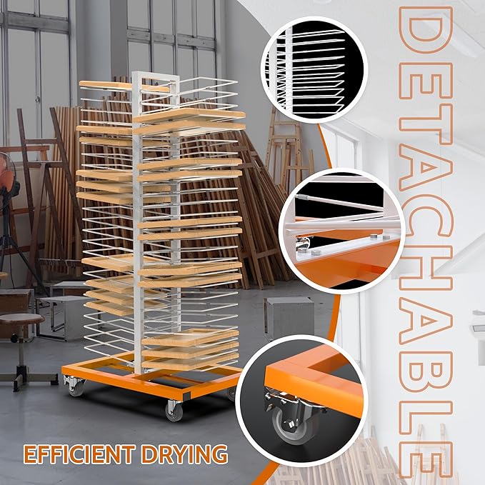 Cabinet Doors Paint Drying Rack Stand with Casters for Paint for Interior, Exterior, Spray, Roll, Brush, Commercial, Pro Painters, 30lbs Capacity per Shelf, Heavy-Duty 110Lbs Rack (50 Shelves)