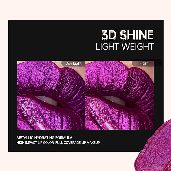 Depuplum Brown Lipsticks for Women Metallic Lipstick Long Lasting Non Stick Cup Lip Gloss, Shimmer Lightweight Hydrating Full Coverage Lip Color, DP113 Pleasure