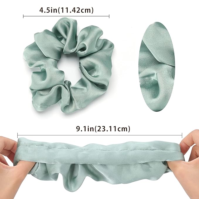 Lolalet Scrunchies for Women, Satin Hair Scrunchies Softer Than Silk Hair Ties for Hair Sleep, Big Scrunchy Ponytail Holder with Elastic Hair Bands for Girls Thick Thin Curly Hair -6 Pack, Style B