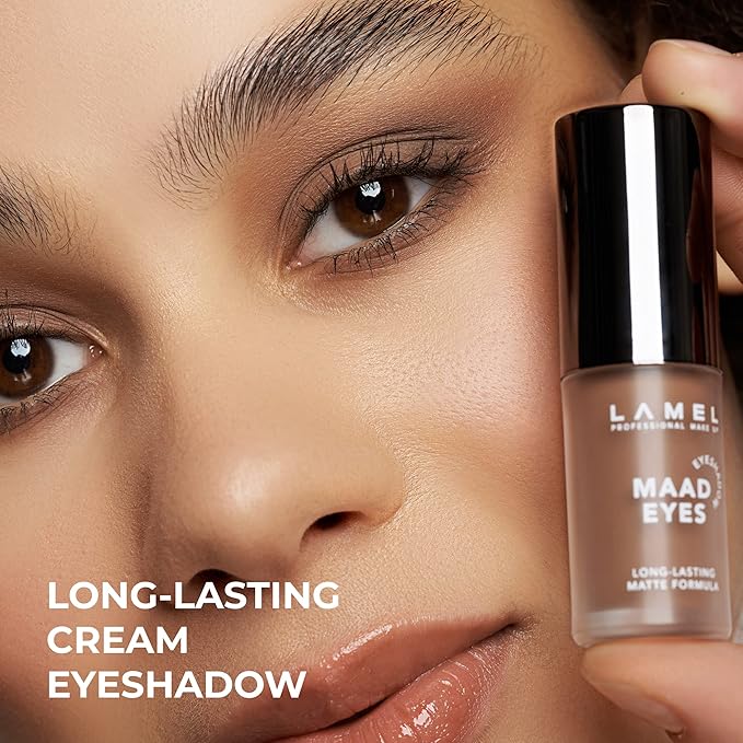 Lamel Matte Liquid Eyeshadow - Long Lasting Waterproof Eye Tint - Quick-Drying, Hypoallergenic Eye Makeup - Creamy & Smooth Formula - Brown Matte Cream Eyeshadow - Maad Eyes, №401, 5.2ml / 0.17oz