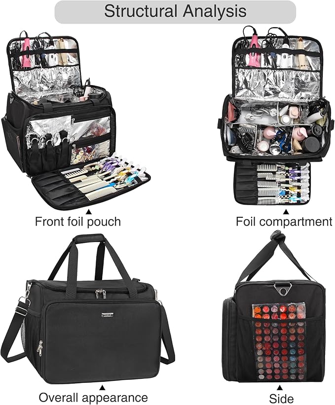 Professional Hairdressing Bag,Hairstylist Travel Bag,Cosmetics Beauty Hairdresser Bag with Shoulder Strap,Hair Makeup Salon Organizer Bag for Barber Insulation Material