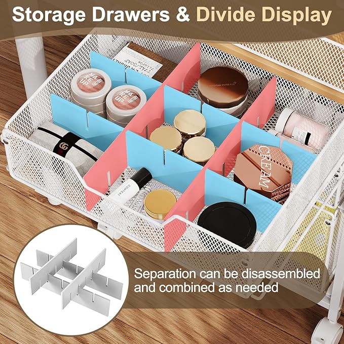 Rolling Makeup Cart Organizer with 3 Drawers, Floor Skincare Organizers with Wheels, Cosmetics Display Cases, Vanity Storage Organizer for Skin Care Perfume Nail Polish, White