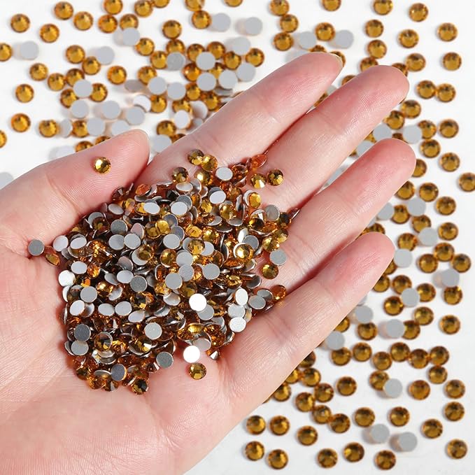 Beadsland Flatback Rhinestones Bulk,14400pcs Rhinestones for Nails Crafts Clothes DIY Decoration, Topaz, SS10, 2.7-2.9mm