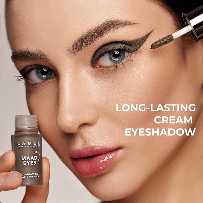 Lamel Matte Liquid Eyeshadow - Long Lasting Waterproof Eye Tint - Quick-Drying, Hypoallergenic Eye Makeup - Creamy & Smooth Formula - Gray Matte Cream Eyeshadow - Maad Eyes, №403, 5.2ml / 0.17oz