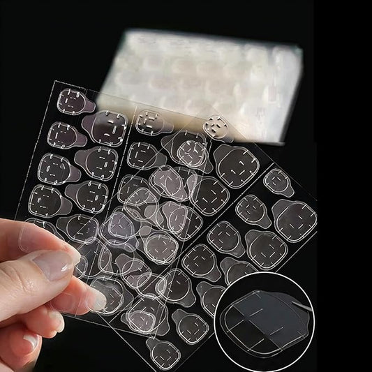 Fiaoudm Ultra-Slim Nail Adhesive Tabs – Jelly Double Sided Waterproof Gel Sticker Pads with Tool Set, Seamless & Strong Hold for Press On Nails, Fake Tips & Manicures, 24 Sizes Ultra-Thin Clear(20)
