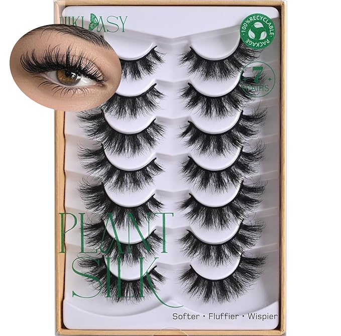 False Lashes 18mm Mink Lashes Full Strip Lashes 7 Pairs Pack Cat Eye Soft Fake Lashes Strips Reusable 25 Times,Pestañas Postizas Eye Lashes Wispy Lash Strips Eco Friendly Eyelash By Hiklasy