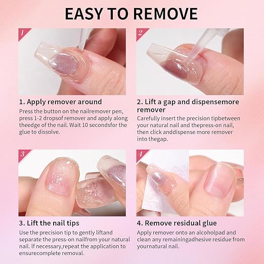 MAGIC ARMOR 15g Semi Solid Nail Glue Gel with 5ml Remover Glue Pen, Super Glue for Press On Nails, No UV Light Needed Long Lasting, Click Removal Pen Design 3-in-1 Remover