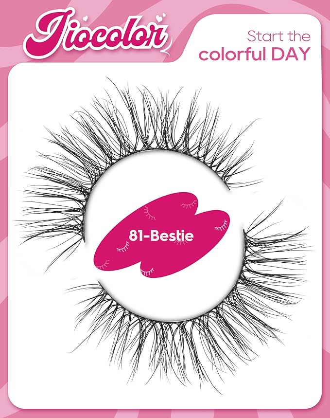 Natural Lashes Short False Lashes Wispy Fake Lashes Small Volume Mink Lashes Fluffy 15mm Eyelashes C Curl Eye Lashes Pack 81-Bestie