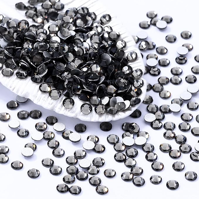 Meibite Gray Flatback Rhinestones, Glass Rhinestones for Nail Art and Craft, Glue Fix, Loose Crystal Gemstones(Gray, SS10, 1440pcs, 2.7-2.8mm)