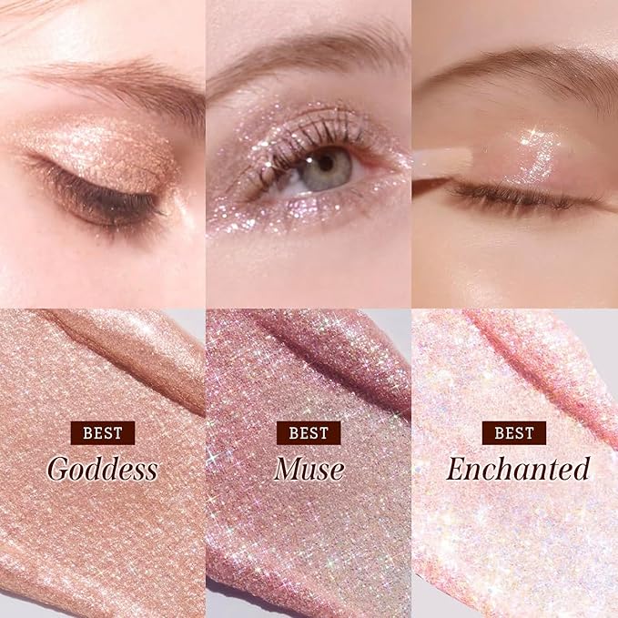 DEARDAHLIA Paradise Shine Eye Sequins (Enchanted) - Long-Lasting Liquid Glitter Eyeshadow, Minimal Fallout, High-Shine Pearl Finish, Lightweight, Blendable, Vegan & Cruelty-Free. 0.14 oz