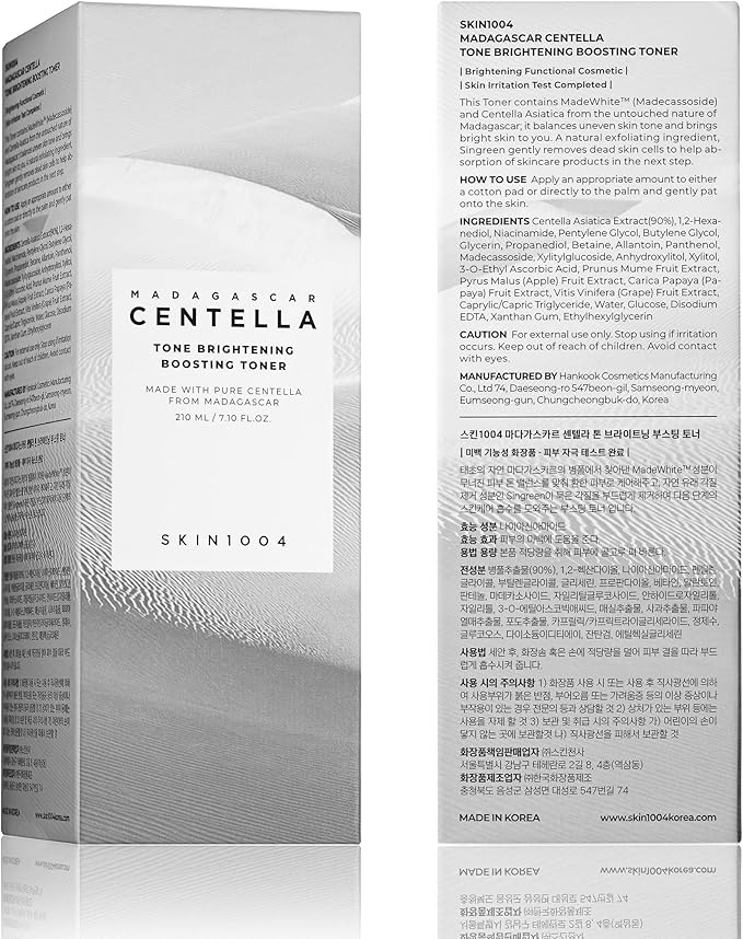 SKIN1004 Tone Glowing Boosting Toner 7.10 fl.oz, 210ml, Korean Face Toner with Niacinamide, MadeWhite, & Madagascar Centella, Hydrating & Gentle Exfoliating, Smooth Glowing Skin, Korean Skin Care
