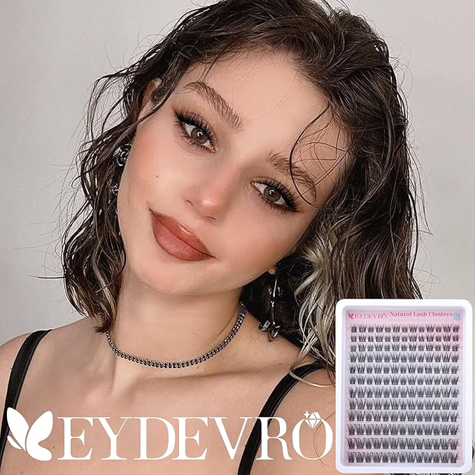 EYDEVRO Natural Lash Clusters Wispy Eyelash Clusters 10-16mm Cluster Eyelash Extensions Individual Lashes DIY Lash Extensions at Home Soft Reusable Cluster Lashes
