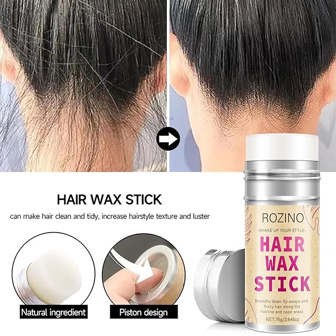 Hair Wax Stick, 2 Pack - Multi-Purpose Styling Stick to Tame Flyaways, Frizz Control for Sleek Ponytails, Buns & Edge Control - For Women & Kids， All Hair Types