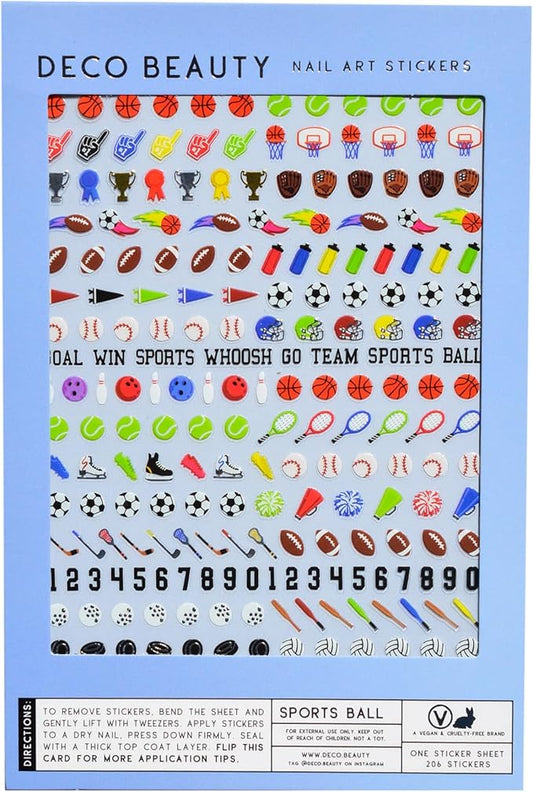 Deco Beauty Sports Ball-Super Thin & Easy-to-Apply Nail Art with The Cutest Designs-Durable & Long-Lasting Nail Art Stickers and Decals for Women, for DIY at-Home Manicures & Salon-Quality Nails