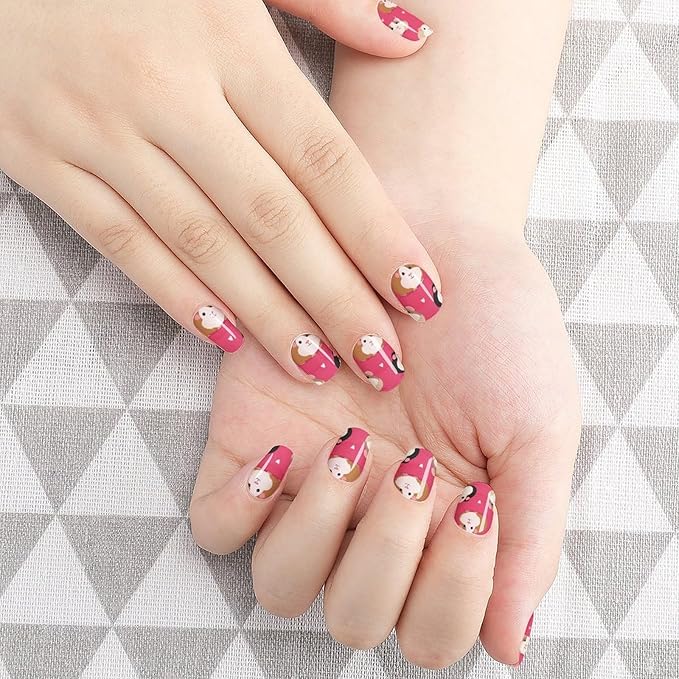 WUXEKZO Self Adhesive Nail Art Stickers DIY Nail Polish Strips for Fake Nails Design (Set of 5 Love Heart Guinea Pig Pet-1 Nails Sticker Nail Decals)
