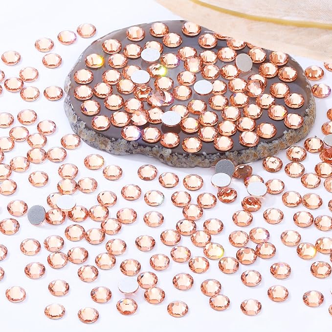 Meibite Champagne Flatback Rhinestones, Glass Rhinestones for Nail Art and Craft, Glue Fix, Loose Crystal Gemstones(Champagne, SS16, 2880pcs, 3.8-4.0mm)