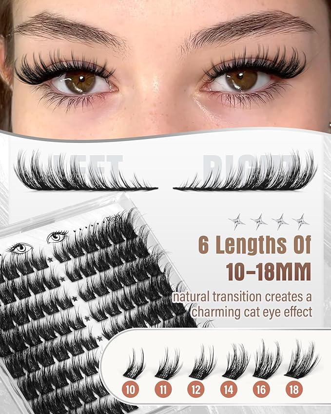 Cat Eye Lash Clusters With Spikes Wispy Clusters Eyelash Extensions Anime Eyelash Clusters Cat Eye Pre-Mapped Lash Clusters C-Curly Manga Individual Lashes Left&Right Lash Extension 10-18MM by Zegaine