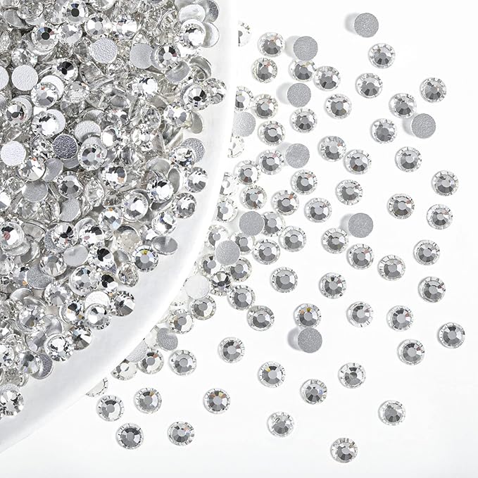 Beadsland Flatback Rhinestones Bulk,14400pcs White Rhinestones for Nails Crafts Clothes DIY Decoration, Crystal, SS8,2.3-2.5mm