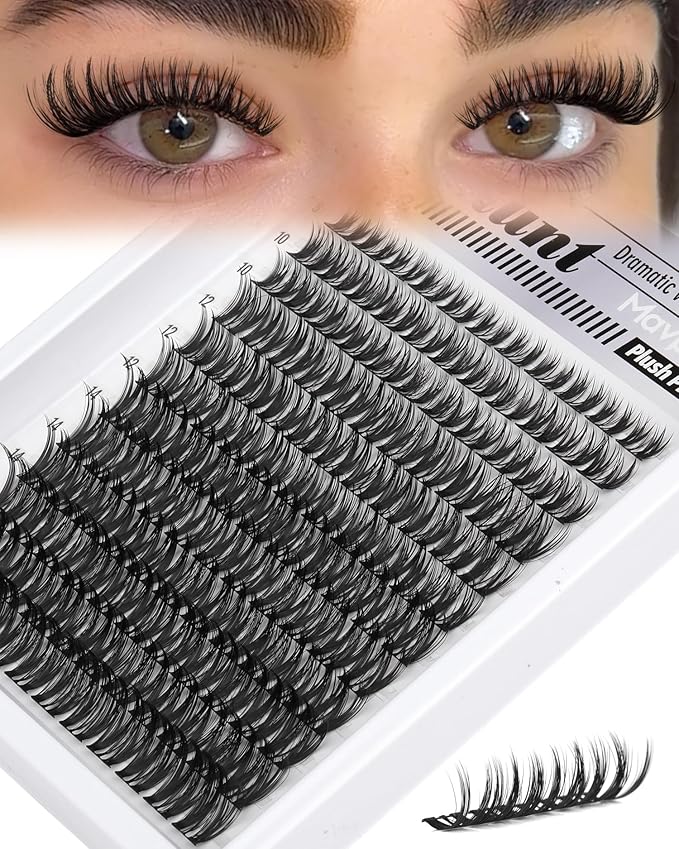 Lash Clusters Wispy Eyelash Clusters Ultra-Dense Individual Lashes Extensions Dramatic Cluster Lashes CD-Curly Cluster Eyelash Extensions Wet Look Natural 132PCS DIY Lash Pack (Flaunt, 8-18MM)