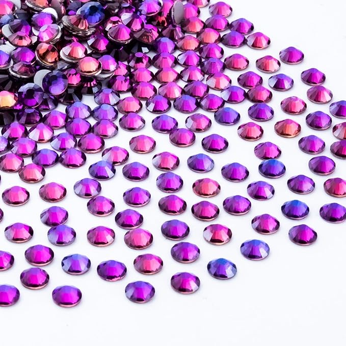 1440Pcs Purple Velvet Crystal Rhinestones,Glass Flatback Rhinestones Gemstones for Nail Face Makeup Art Crafts Clothes Decoration - (SS16,4.0mm,Purple Velvet)