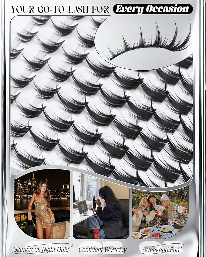 Viva Lash Clusters Kit Manga Eyelash Clusters Anime Individual Lashes Spiky Cluster Eyelash Extensions Kit 8-18MM Fairy Cluster Lashes Clear Band Lashes Clusters with Bond and Seal Lash Glue