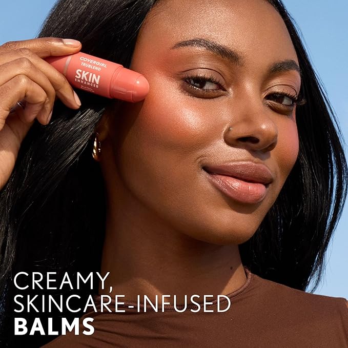CoverGirl Trublend Skin Enhancer Blush Balm Stick, 210 Radiant Peach, Vegan Formula, Easy to Use, Glides on Effortlessly, Non-Greasy, Doesn't Crease, 0.21oz