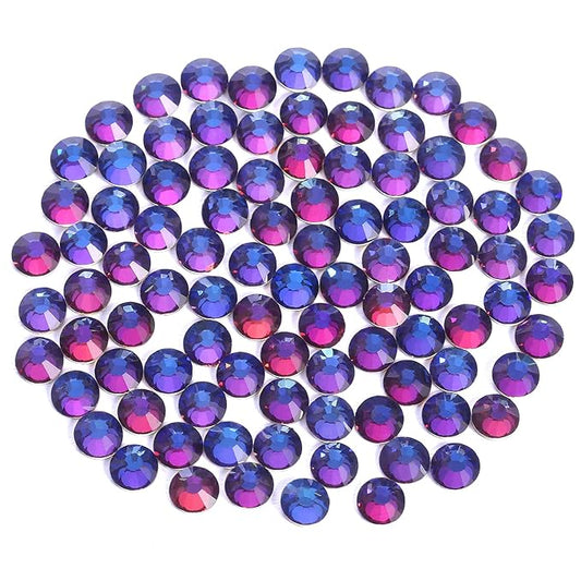 Novani Rhinestones 3000Pcs Flatback Crystal Round Loose Gemstones Glass Rhinestones for Crafts Makeup Nail Art Clothes Shoes DIY Decorations(SS8, 2.3-2.5mm,Blue Flame)