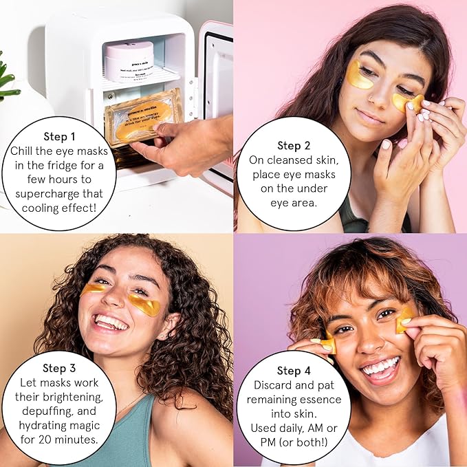 grace & stella Award Winning Under Eye Mask Reduce Dark Circles, Puffy Eyes, Wrinkles - Undereye Patches -White Elephant Gifts for Adults (Blue Eye Mask 48 Pairs + Hyaluronic Acid Serum 17ml)