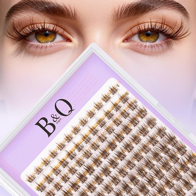B&Q Brown Lash Clusters Natural Lash Clusters for Light Hair, Reusable MochaLash Cluster Eyelash Extensions Soft Brown False Eyelashes Comfortable Eyelash Clusters Perfect for Occasions（MochaLash 02）