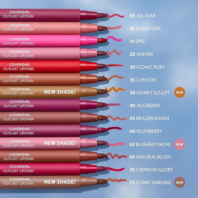 COVERGIRL Outlast Lipstain, 38 Honey Sculpt, Non-Drying, Lightweight, 0.05oz