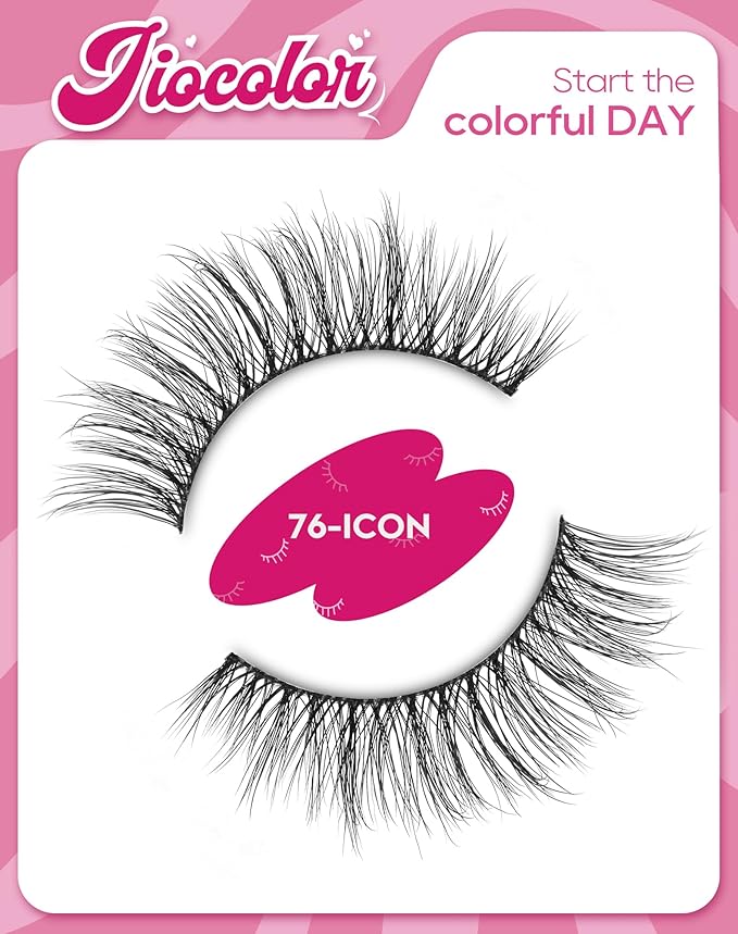 Cat Eye Lashes Light Short Eyelashes Natural Look Thin Band Winged Mink Lashes Short Small Strip Fake Lashes Pack 16mm Foxy False Eyelashes 76-ICON