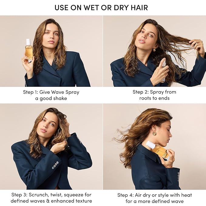 OUAI Wave Spray - Texture Spray for Hair with Coconut Oil & Rice Protein - Adds Texture, Volume & Shine for Beach Waves - Paraben Free, Safe for Color & Keratin-Treated Hair (6 fl oz) | for Hair, with Coconut Oil, Adds Texture, Volume, Shine, for Beach...