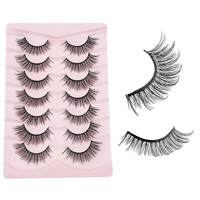 Natural Look Lashes Yasnai Wispy Cat Eye Lashes False Eyelashes Lashes Fake Lashes Eyelashes 7 Pairs Pack