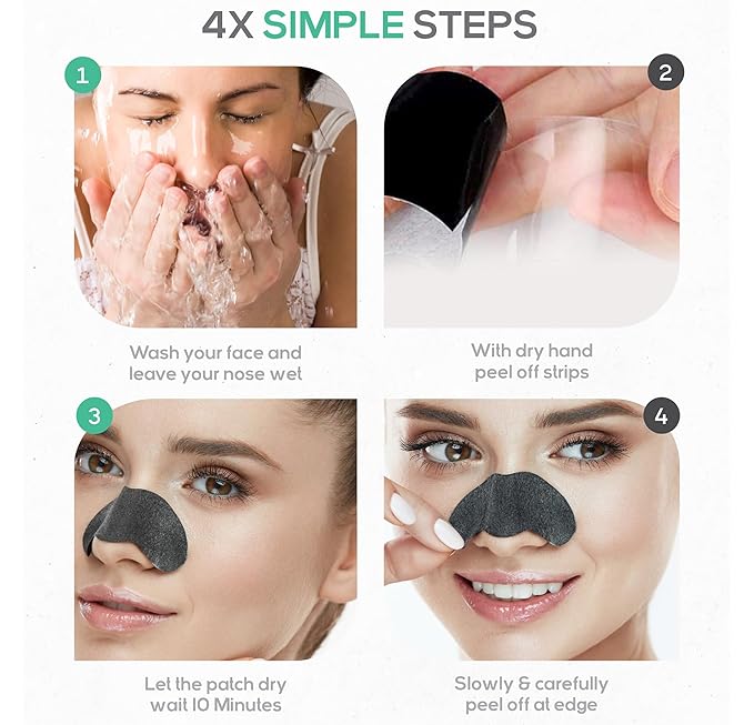 LivaClean (102 Strips Charcoal Blackhead Remover Pore Strips for Face Nose Pores, Blackheads Removal, Blackheads Removers, Blackhead Remover Strip