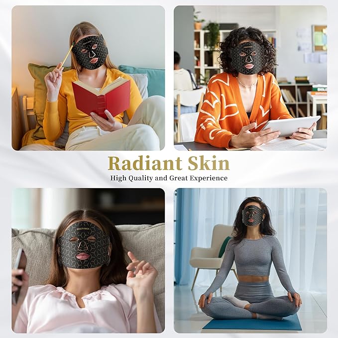 Red Light Therapy for Face & Neck, Red Light Mask with 850nm NIR, 7-1 Colors LED Light Therapy mask, Rechargeable LED Face & Neck Mask for Anti-Aging, Skin Firming & Radiant Glow at Home