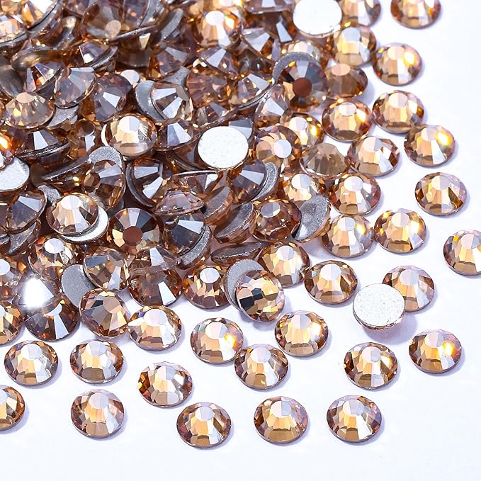 Meibite Gold Shadow Flatback Rhinestones, Glass Rhinestones for Nail Art and Craft, Glue Fix, Loose Crystal Gemstones(Gold Shadow, SS16, 1440pcs, 3.8-4.0mm)