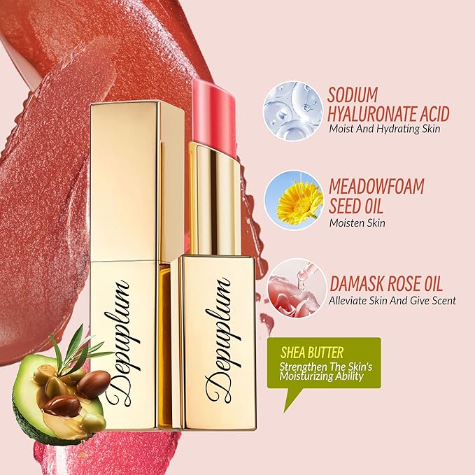 Depuplum Brown Lipstick Moisturizing for Women Shimmer Tinted Lip Balm Hydrating Nourishing Chocolate Lip Gloss Vegan& Cruelty Free Lip Makeup, ZG117 Dark Era