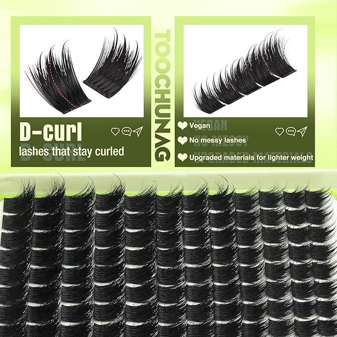 Thick Eyelash Clusters Spikes Lash Clusters D Curly Volume Cluster Eyelash Extensions 300D12-20mm Russian Individual Lashes Mink DIY Spiky Eyelashes Extension by TOOCHUNAG