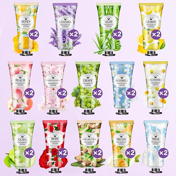 28 Pack Hand Cream Gifts Set for Women, Valentines Day Gifts for Her, Birthday Gifts for Women, Teacher Appreciation, Mini Moisturizing Hand Lotion Travel Size in Bulk for Dry Cracked Hands