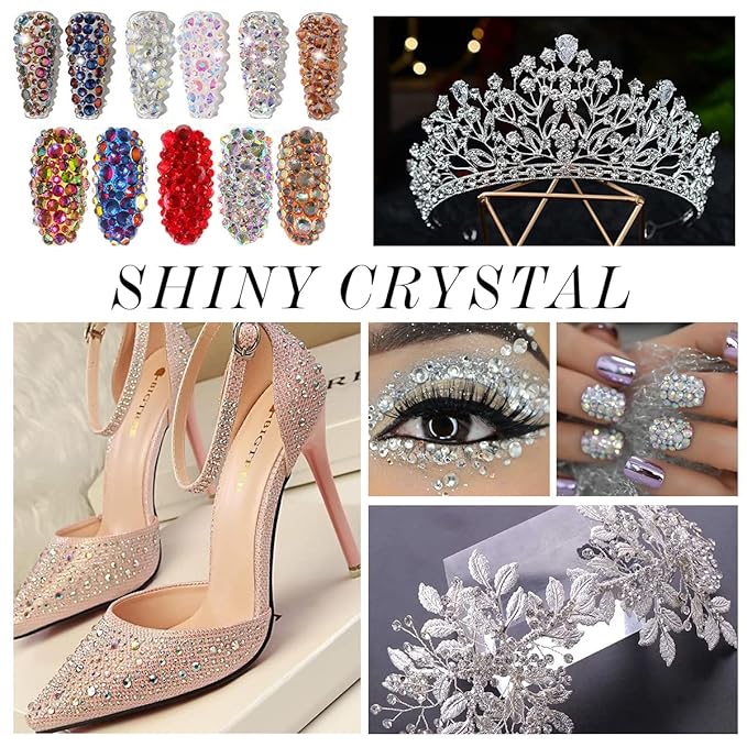 1440Pcs Silver Crystal Rhinestones,Glass Flatback Rhinestones Gemstones for Nail Face Makeup Art Crafts Clothes Decoration -(SS20,4.8mm,Silver)