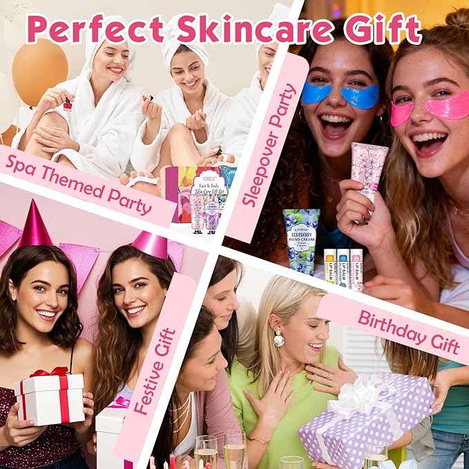 84 Pcs Bulk Gifts for Women,Teengirls, Under Eye Patches, Hand Creams & Lip Balms, Spa Party Supplies, Party Favors for Bridal Wedding, Baby Shower, Sleepover Party, Christmas Stocking Stuffers