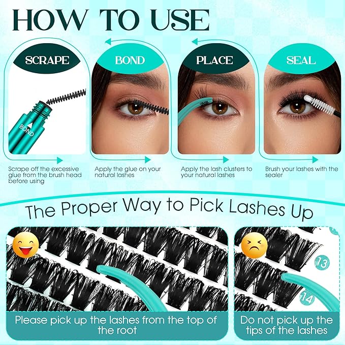 Lash Clusters GEMERRY 280pcs Clusters Lashes D Curl Soft&Natural Individual Lashes Cluster Eyelash Clusters DIY Lash Extensions at Home（30P+40P-10-18mm)