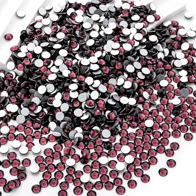 MEIBITE Flatback Rhinestones Bulk, 14400PCS Purple Rhinestones for Clothes DIY Decoration Crafts, Purple, SS10, 2.7-2.9mm